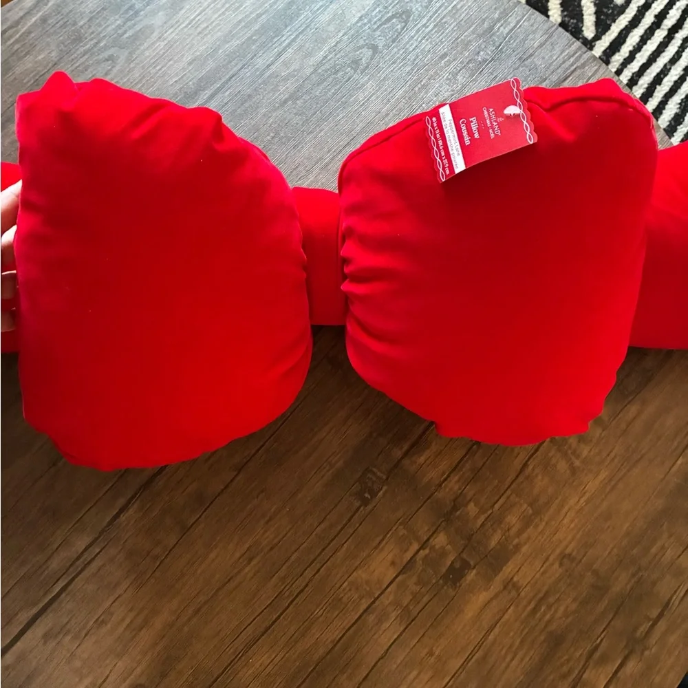 Large Red Bow Holiday Pillow